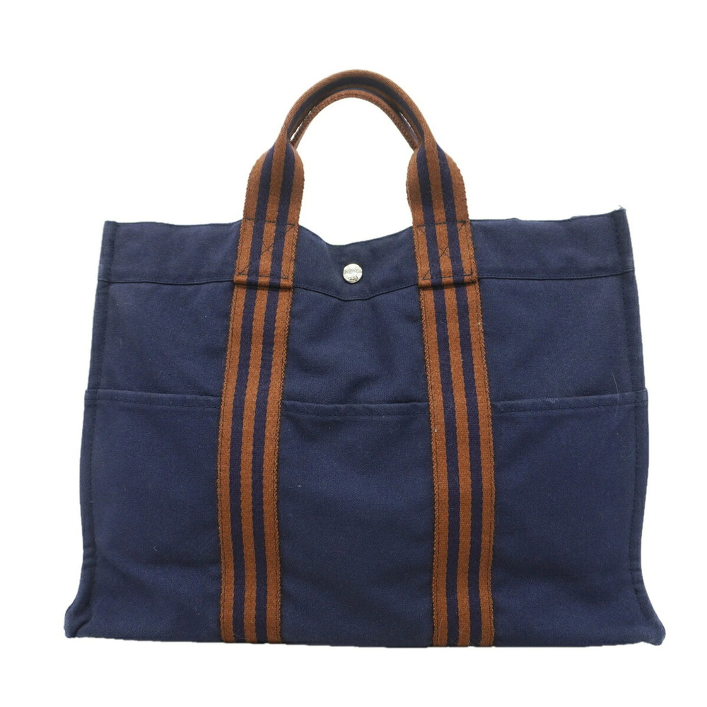 Hermes Fourre-Tout MM Canvas Tote Bag, Navy, Men's/Women's, P3570302